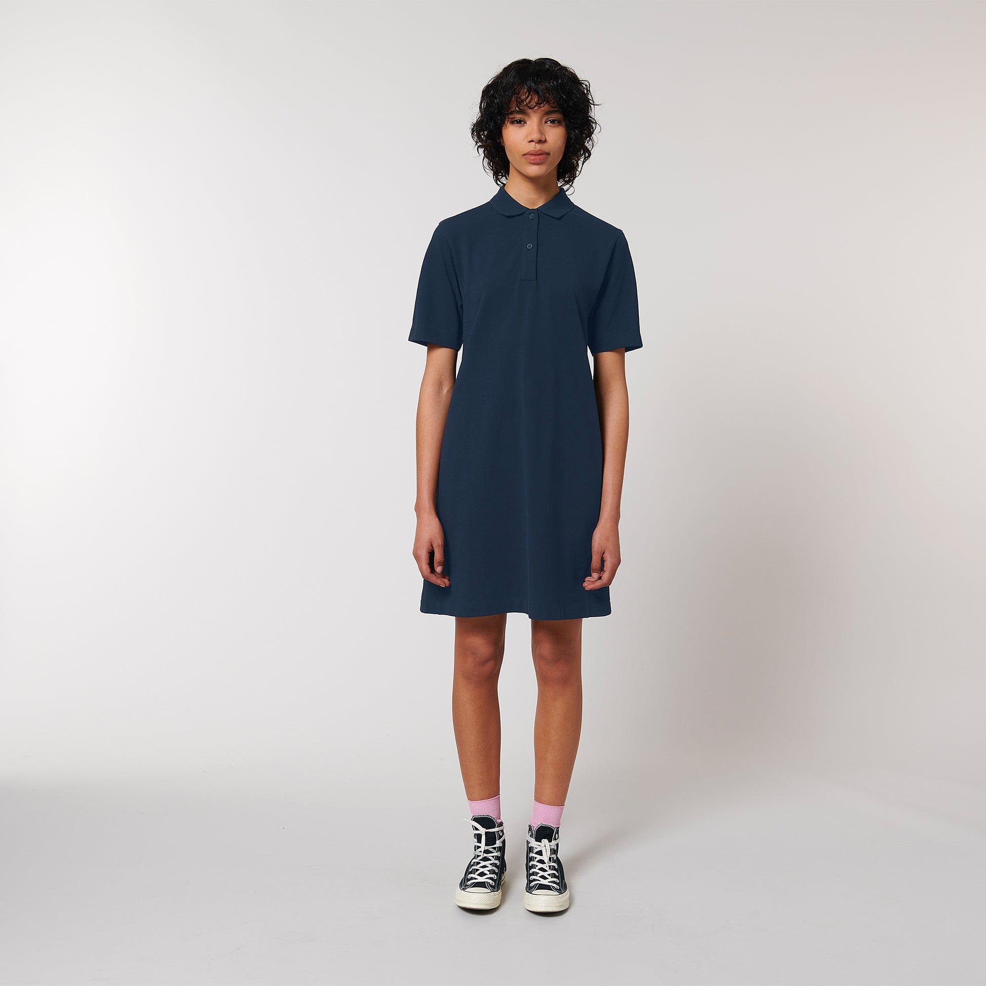 100% Bio-Baumwolle Classic Polo Dress, in der Farbe French Navy, 230 GSM, GOTS zertifiziert