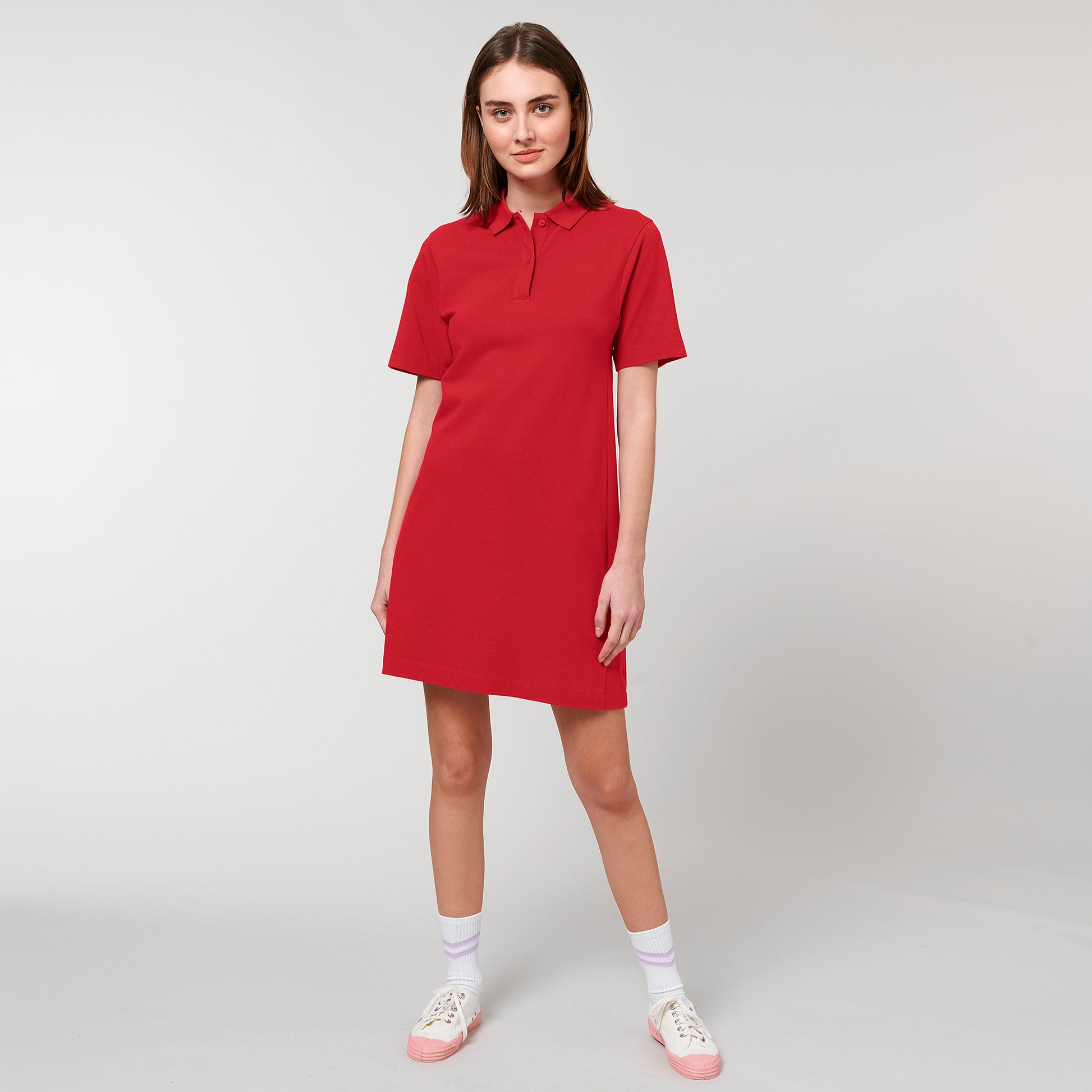 100% Bio-Baumwolle Classic Polo Dress, in der Farbe Red, 230 GSM, GOTS zertifiziert