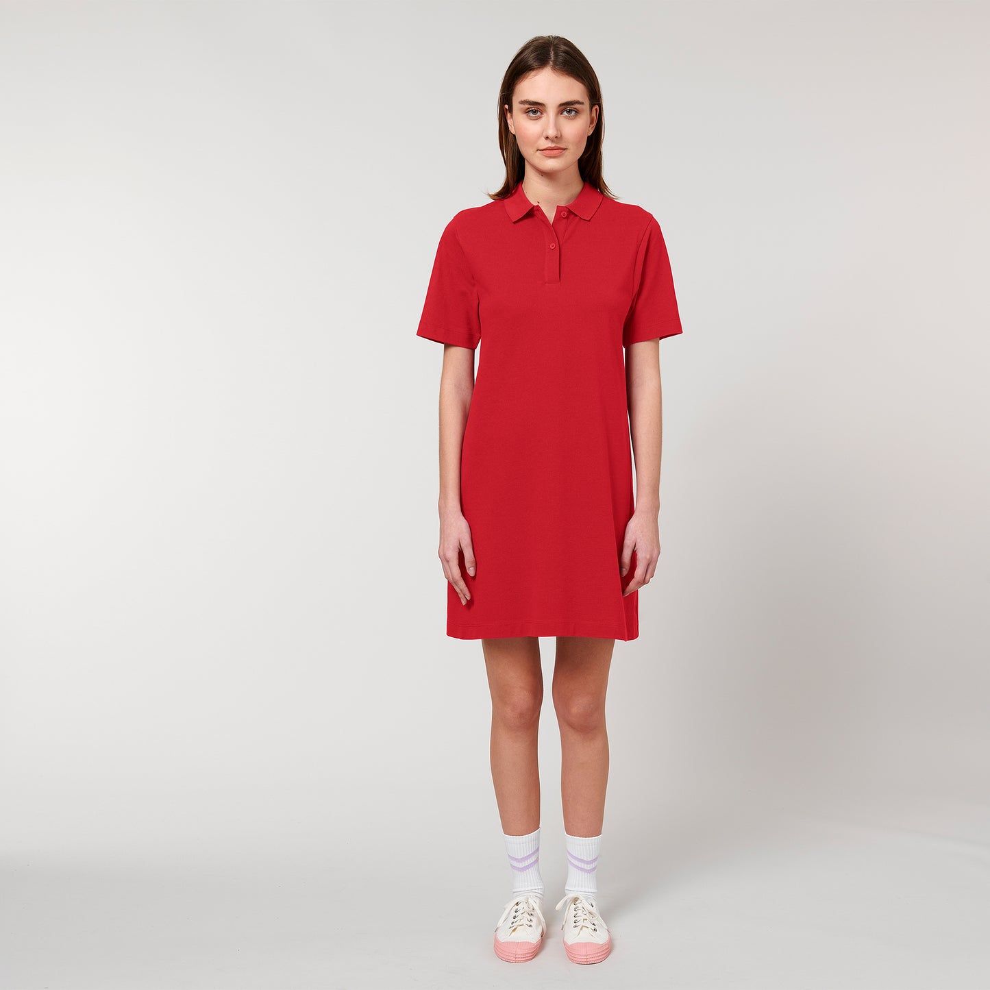 100% Bio-Baumwolle Classic Polo Dress, in der Farbe Red, 230 GSM, GOTS zertifiziert