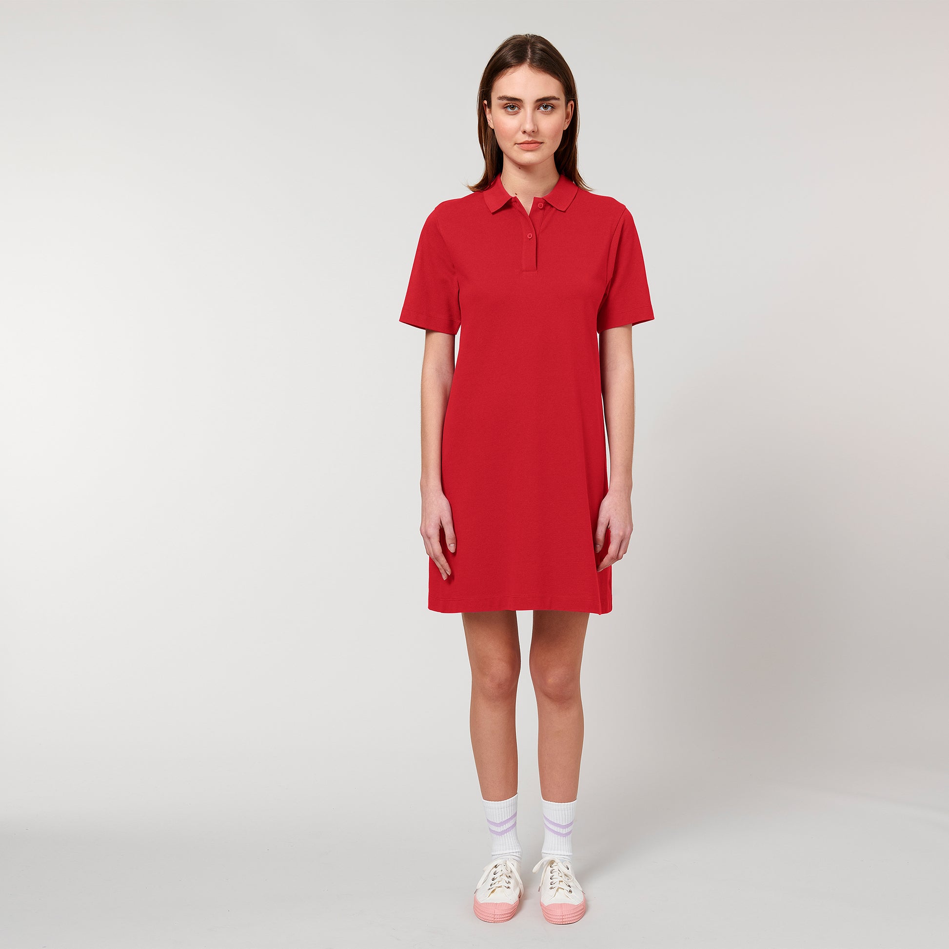 100% Bio-Baumwolle Classic Polo Dress, in der Farbe Red, 230 GSM, GOTS zertifiziert