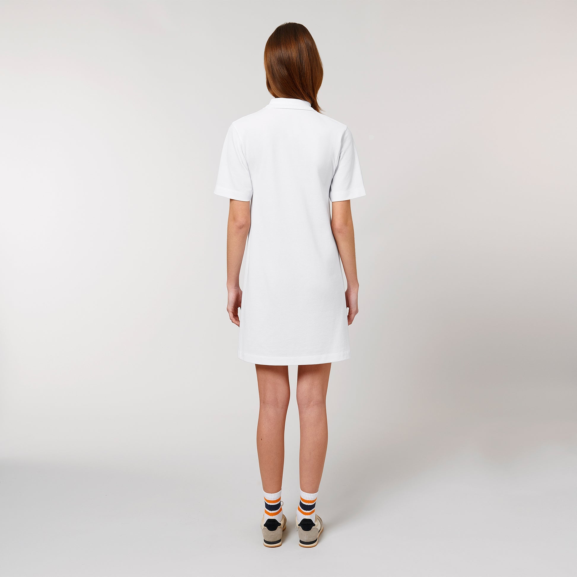 100% Bio-Baumwolle Classic Polo Dress, in der Farbe White, 230 GSM, GOTS zertifiziert