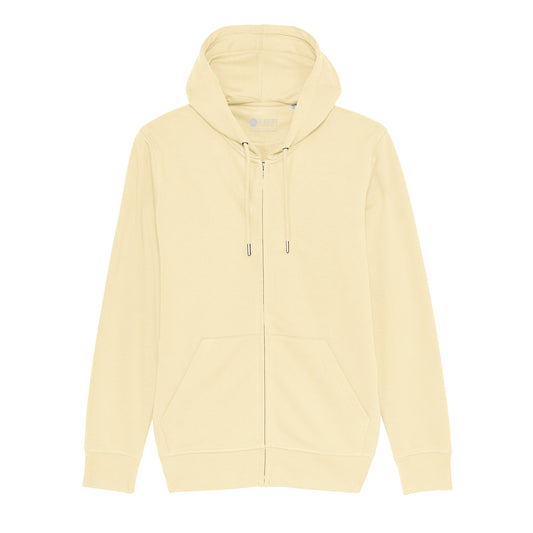 Essential Zip-Up Hoodie, in der Farbe Butter, 350GSM, 85% Bio-Baumwolle, 15% recyceltes Polyester