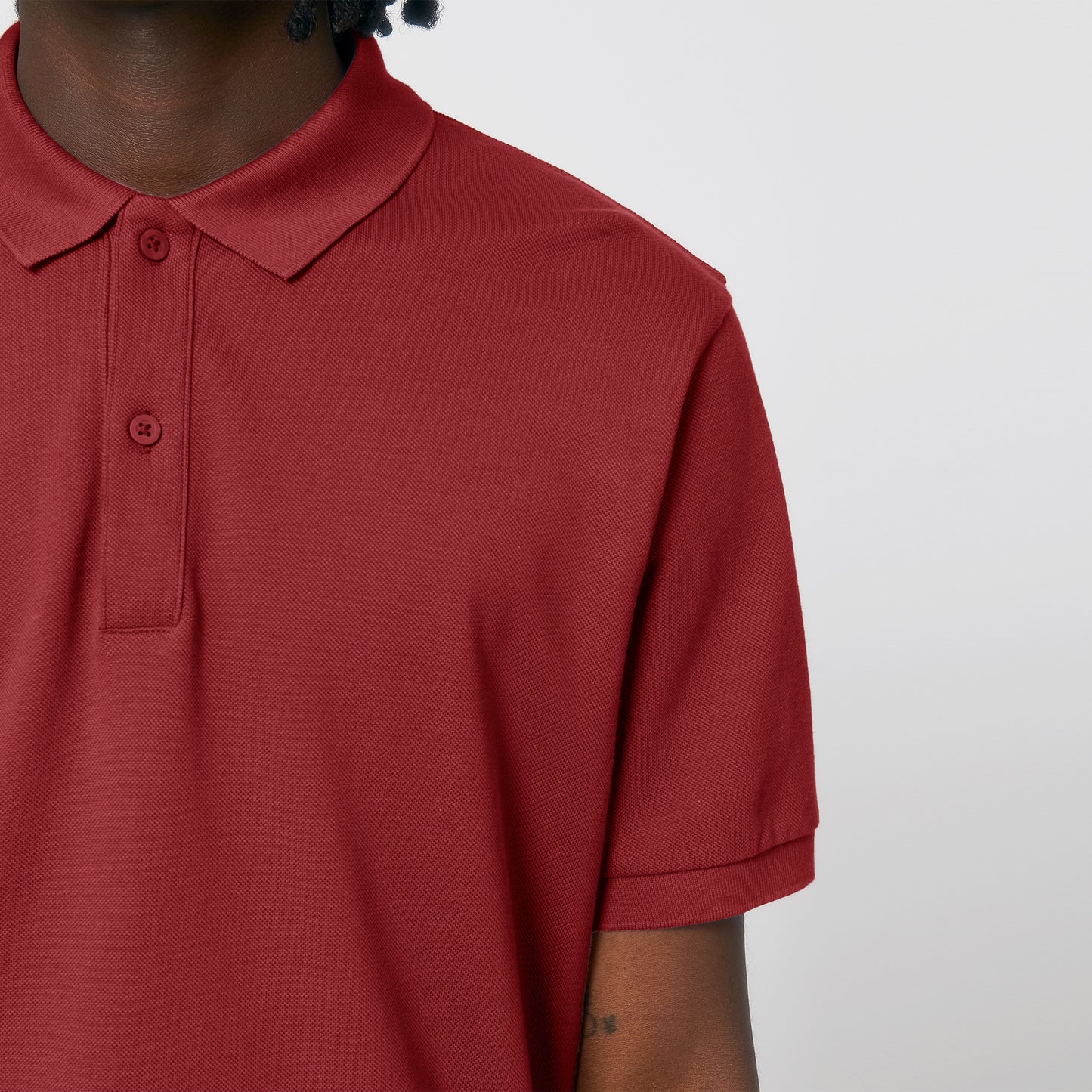 100% Bio-Baumwolle Polo, in der Farbe Red Earth, 230GSM