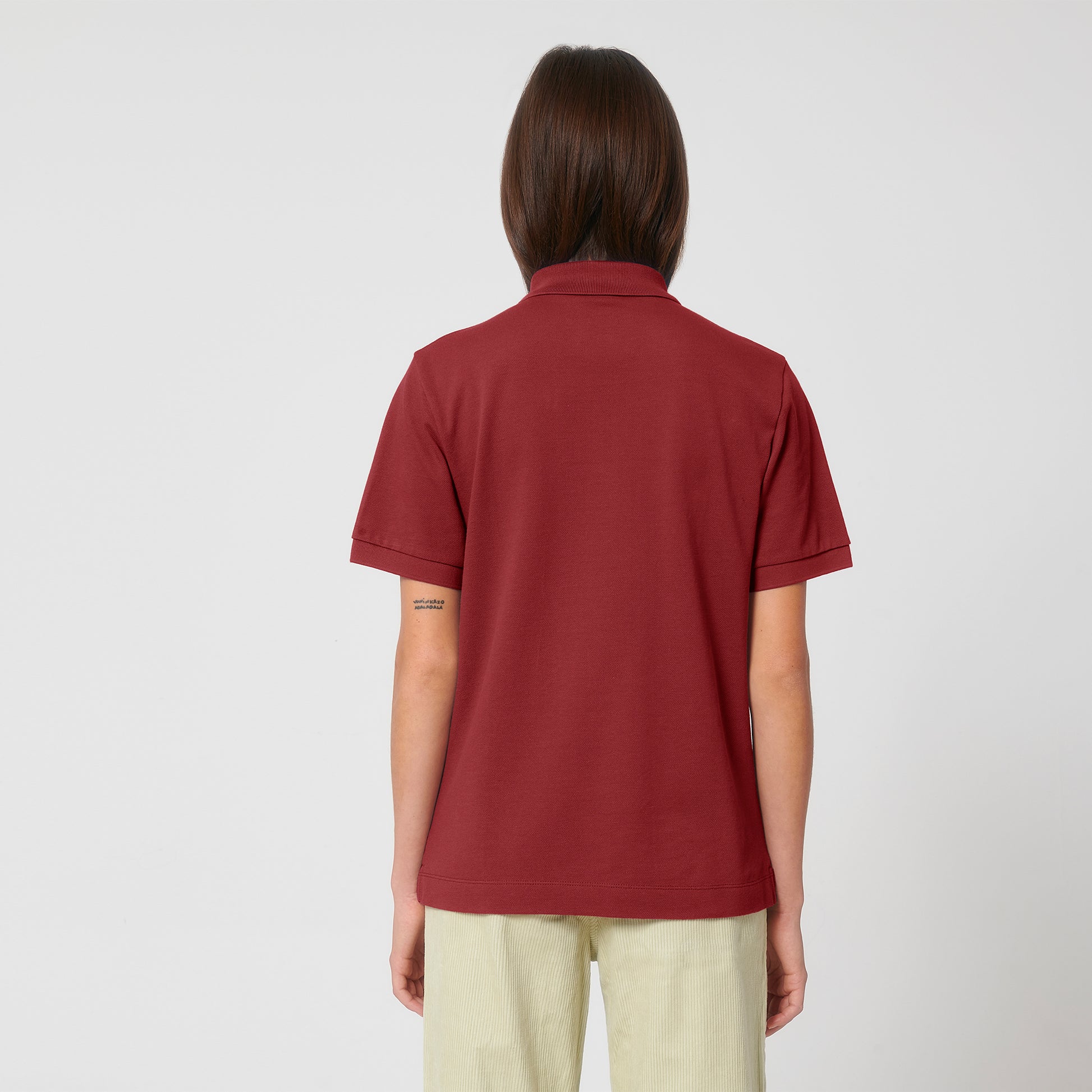 100% Bio-Baumwolle Polo, in der Farbe Red Earth, 230GSM