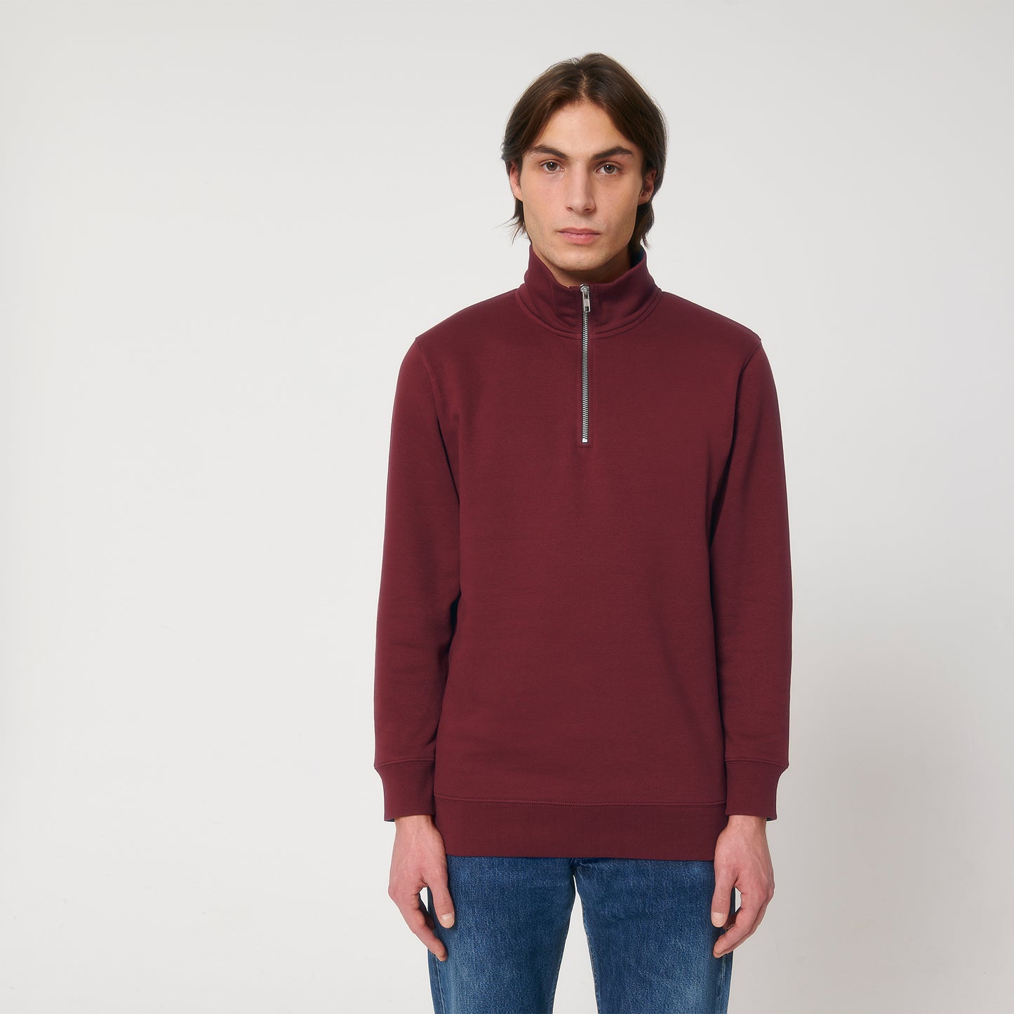 Burgundy | Essential Zip-Up Sweater