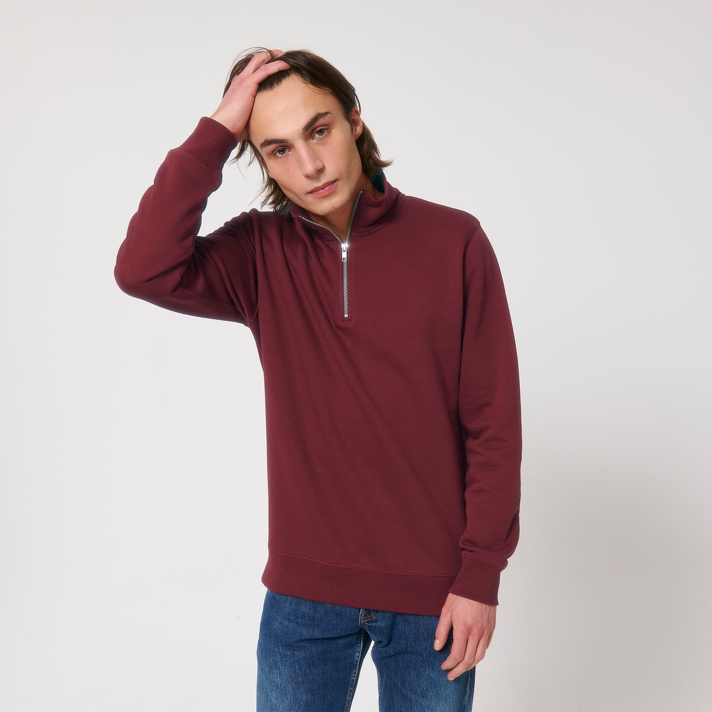 Burgundy | Essential Zip-Up Sweater