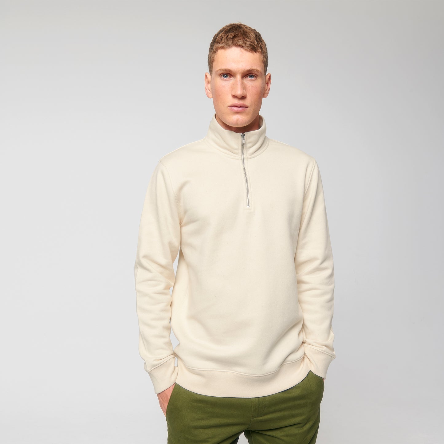 Natural Raw | Essential Zip-Up Sweater